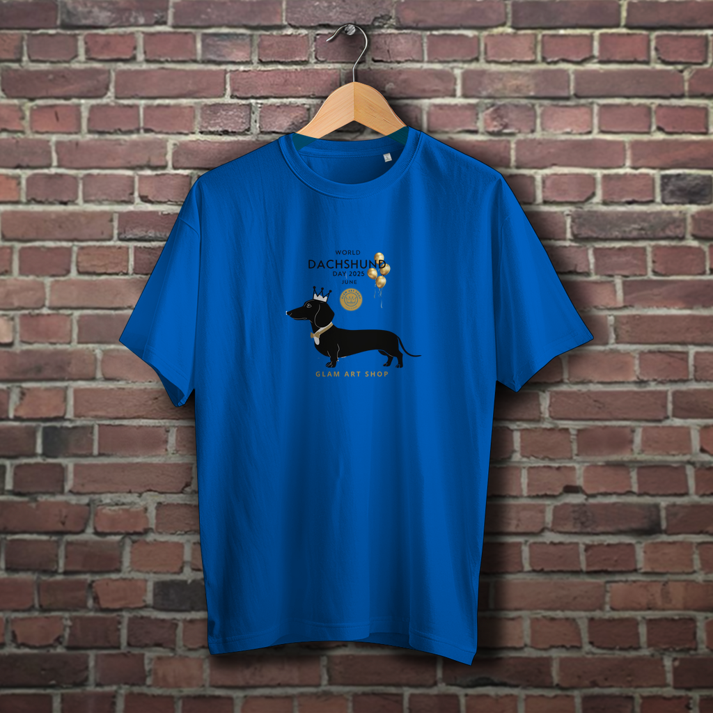 Dackel T-Shirt World Dachshund Day 2025 – Minimalistisches Unisex Shirt mit Luftballons