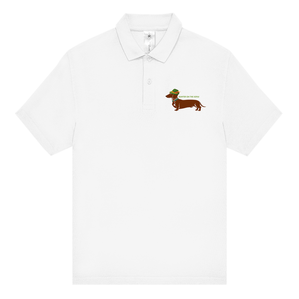Männer Poloshirt mit lustigem Hunter Dackel Print Motiv