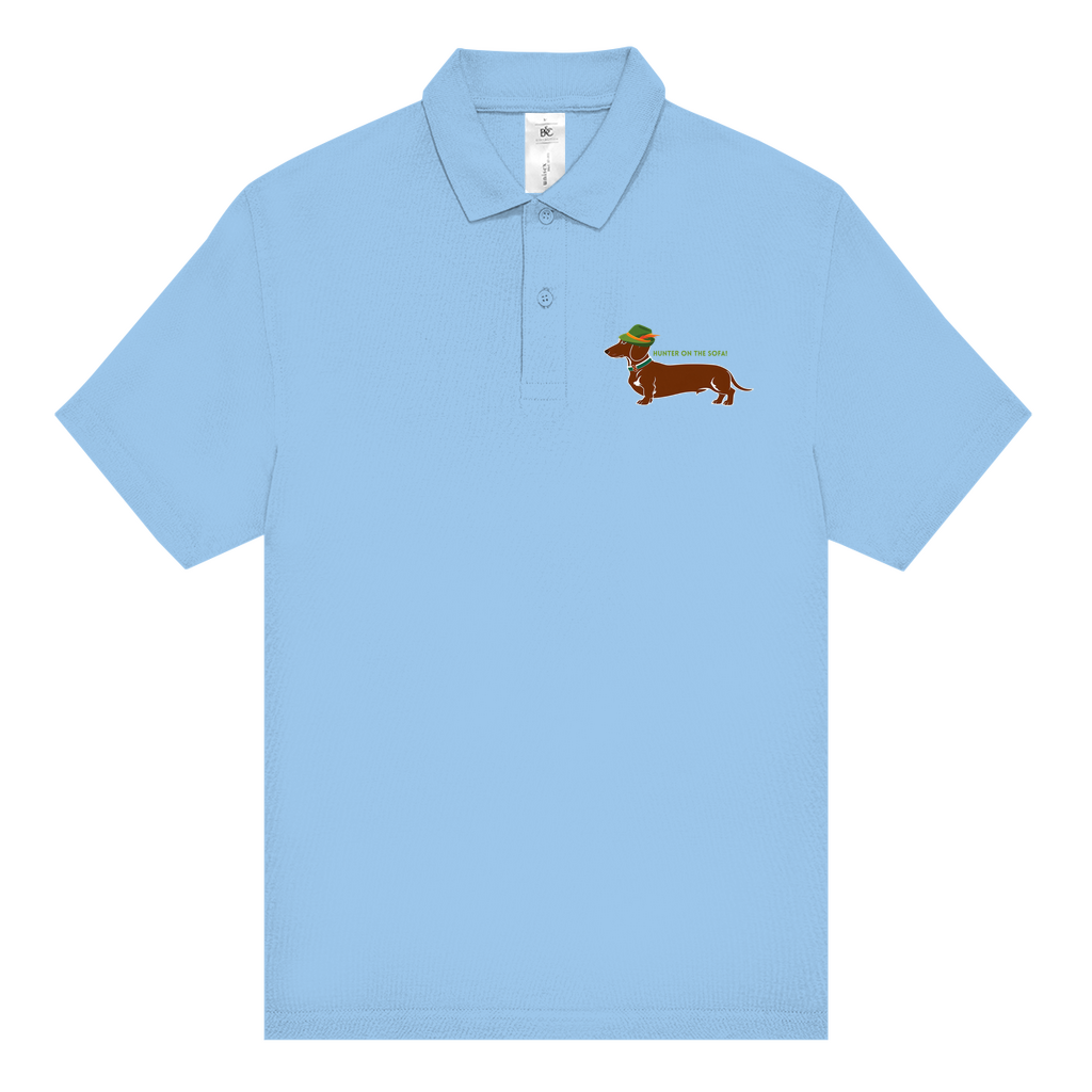 Männer Poloshirt mit lustigem Hunter Dackel Print Motiv