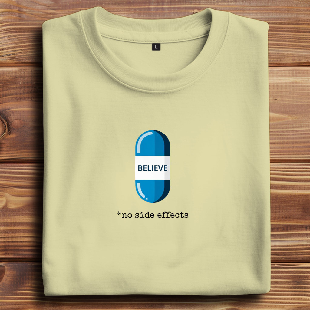 Männer Oversize T-Shirt mit Statement Print "Believe Pill"