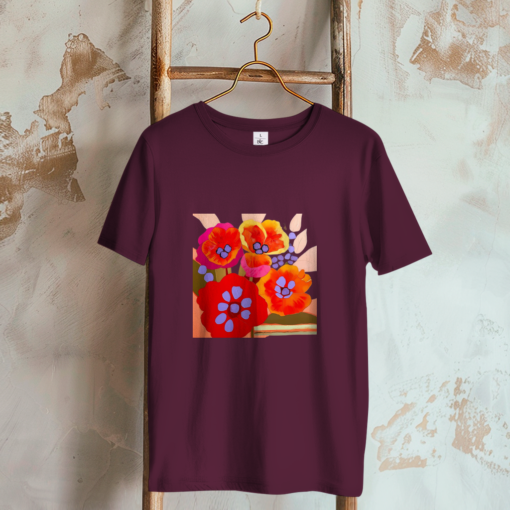Camiseta de mujer con estampado de flores coloridas