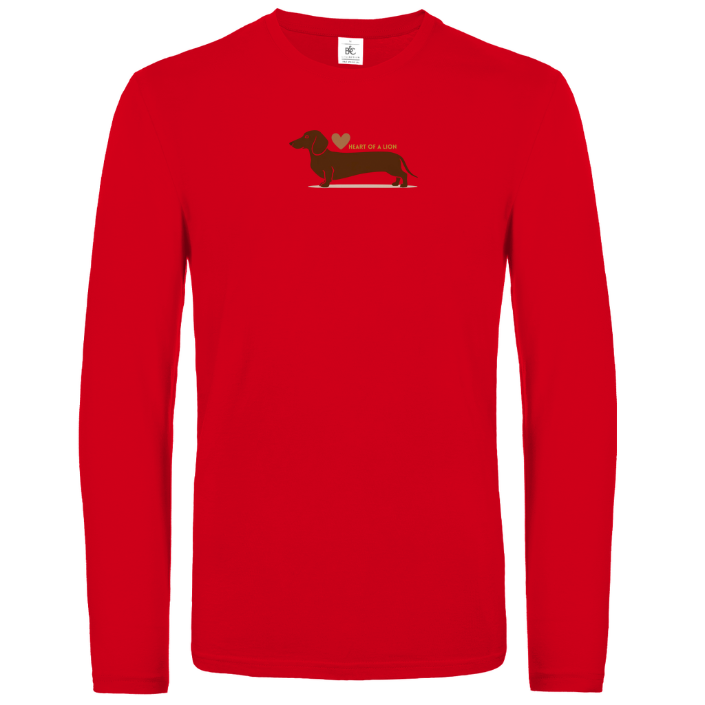 Unisex long-sleeved shirt dachshund with quote "Heart of a lion"
