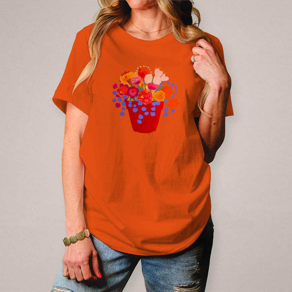 Camiseta de mujer con estampado de flores coloridas