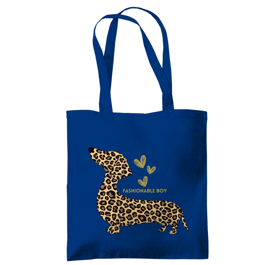 Tragetasche in blau mit Dackelprint