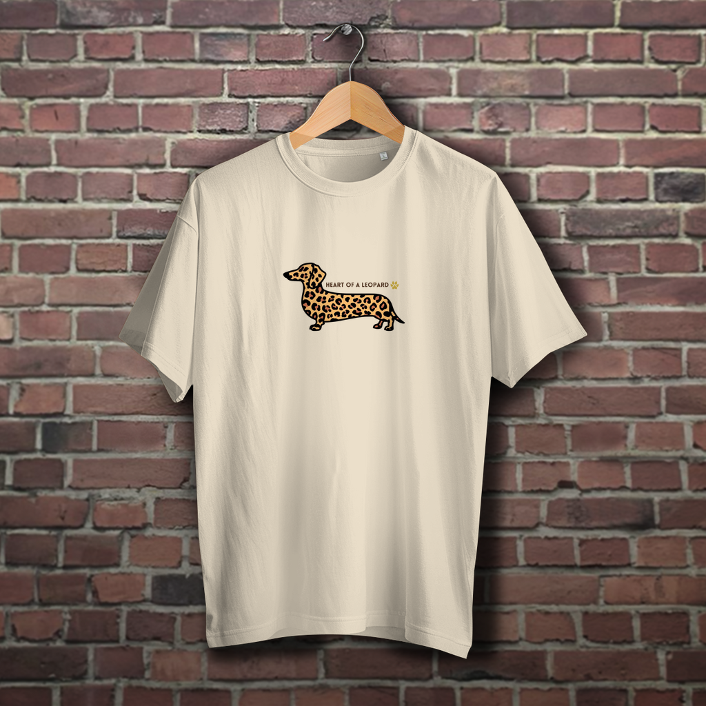Oversize Dackel T-Shirt für Sie&Inn mit Zitat "HEART OF A LEOPARD"
