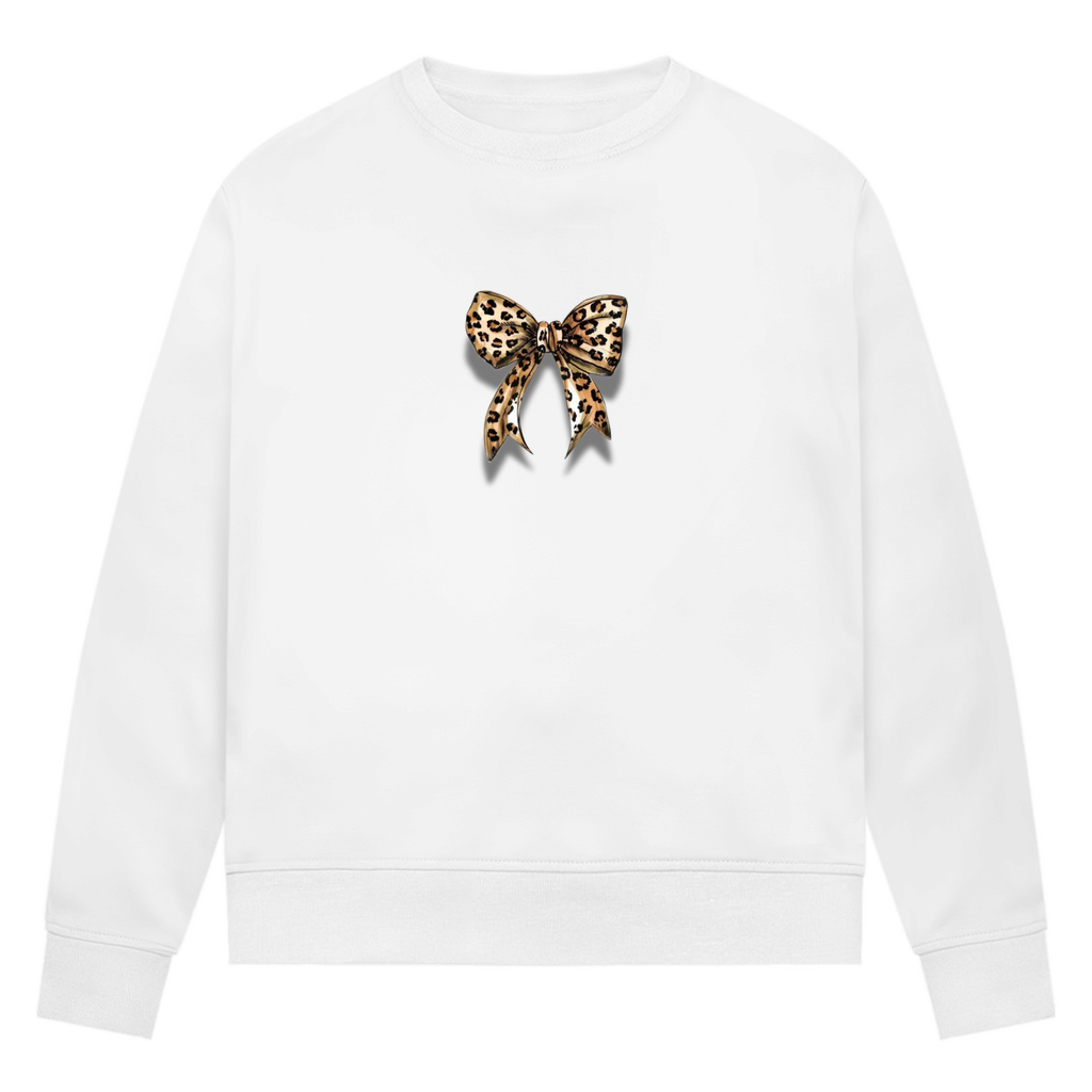 Damen Sweatshirt mit trendy Leopard Design Schleife