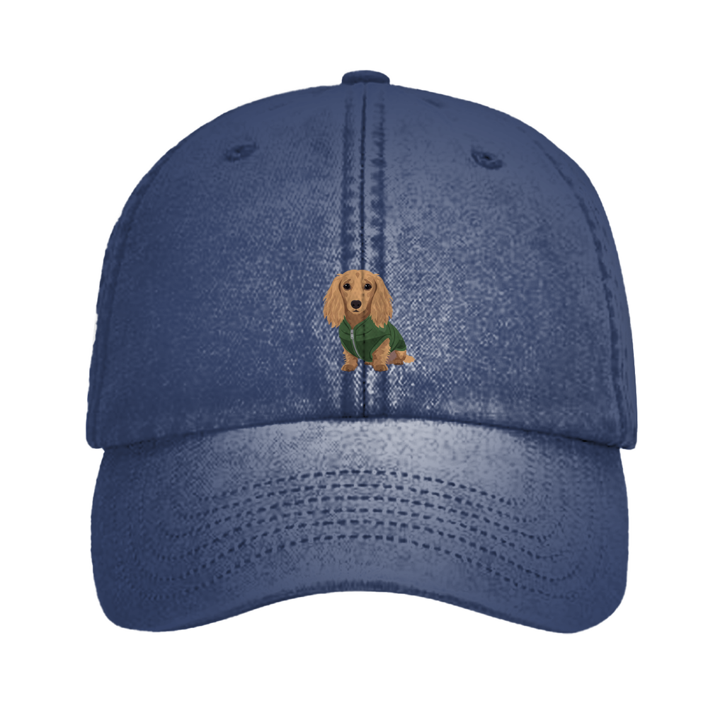 Vintage Cap mit Langhaar Dackel Print als Geschenk