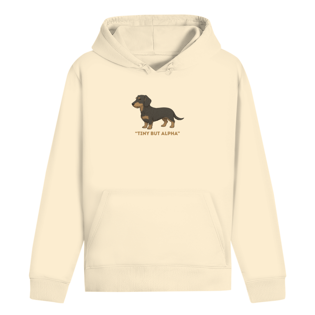 Hoodie für Männer mit Rauhaar Dackel Motiv und Spruch "Tiny But Alpha"