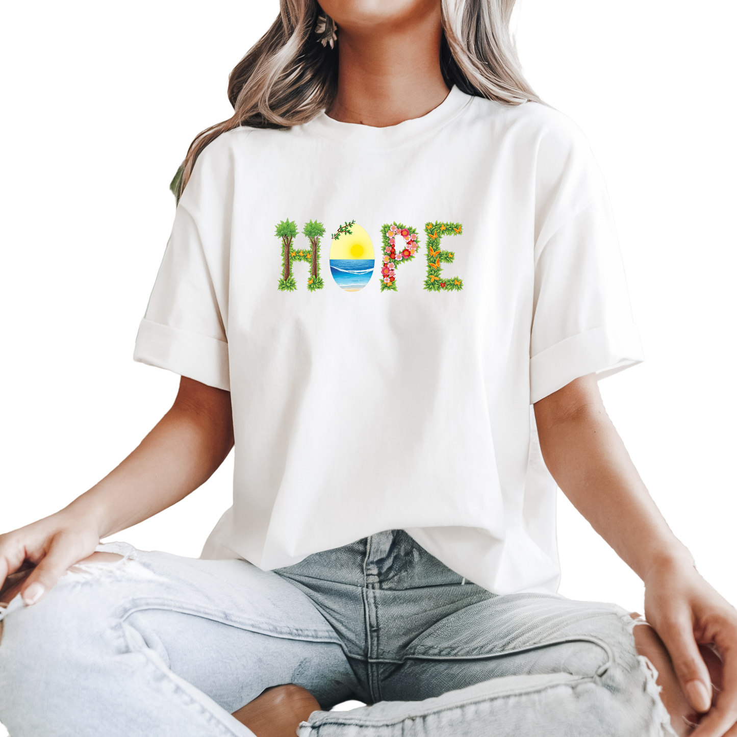 Damen T-Shirt Boho Style & HOPE print