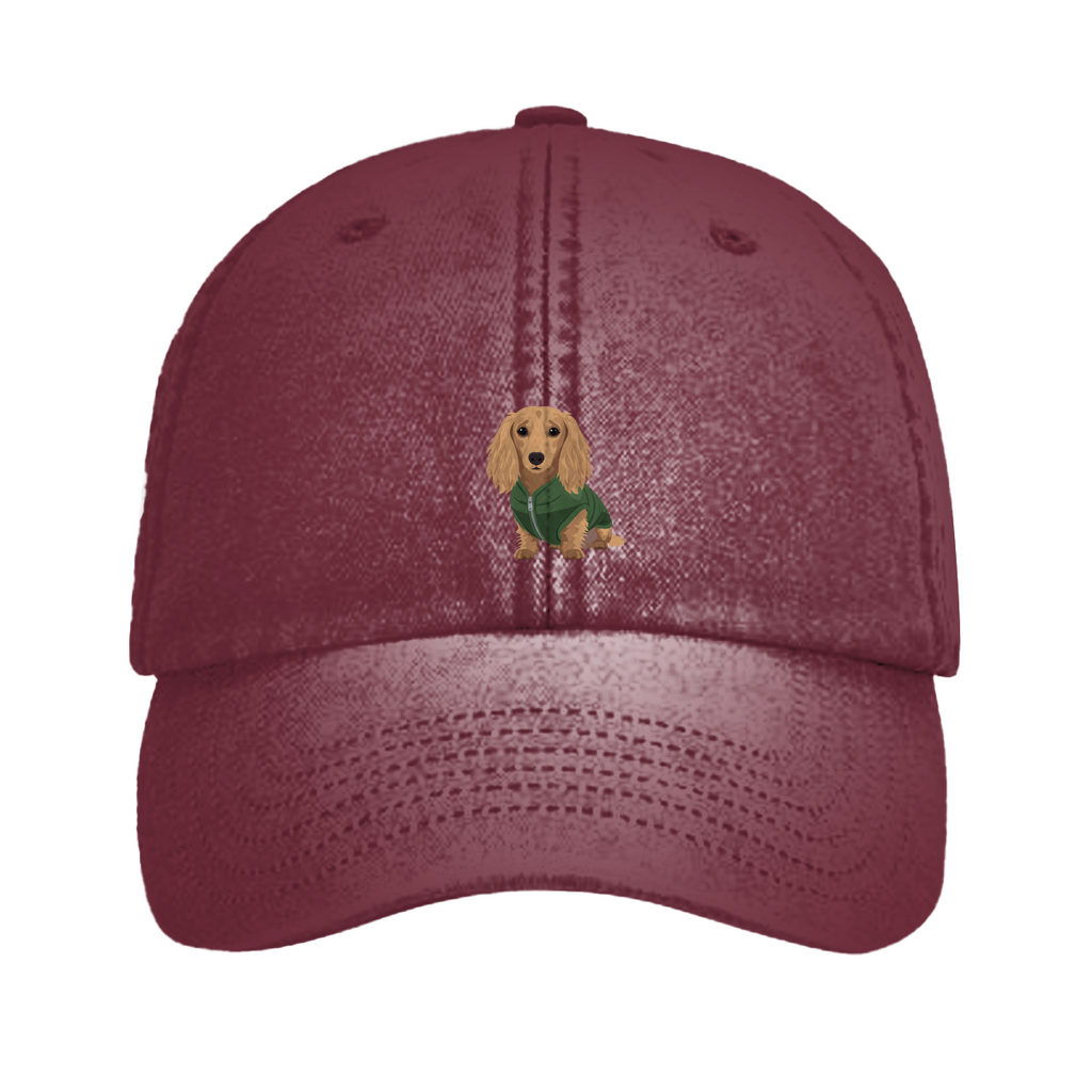 Vintage Cap mit Langhaar Dackel Print als Geschenk