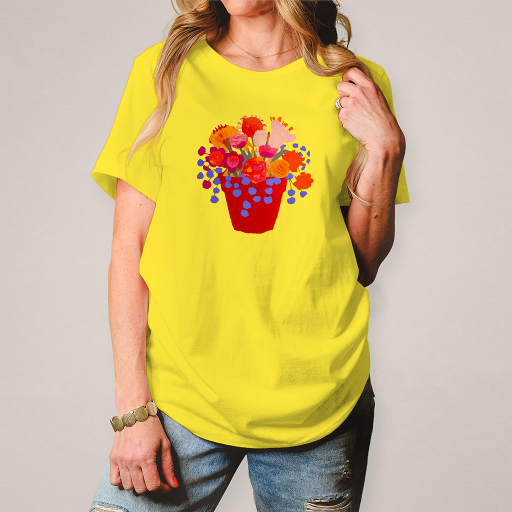 Camiseta de mujer con estampado de flores coloridas