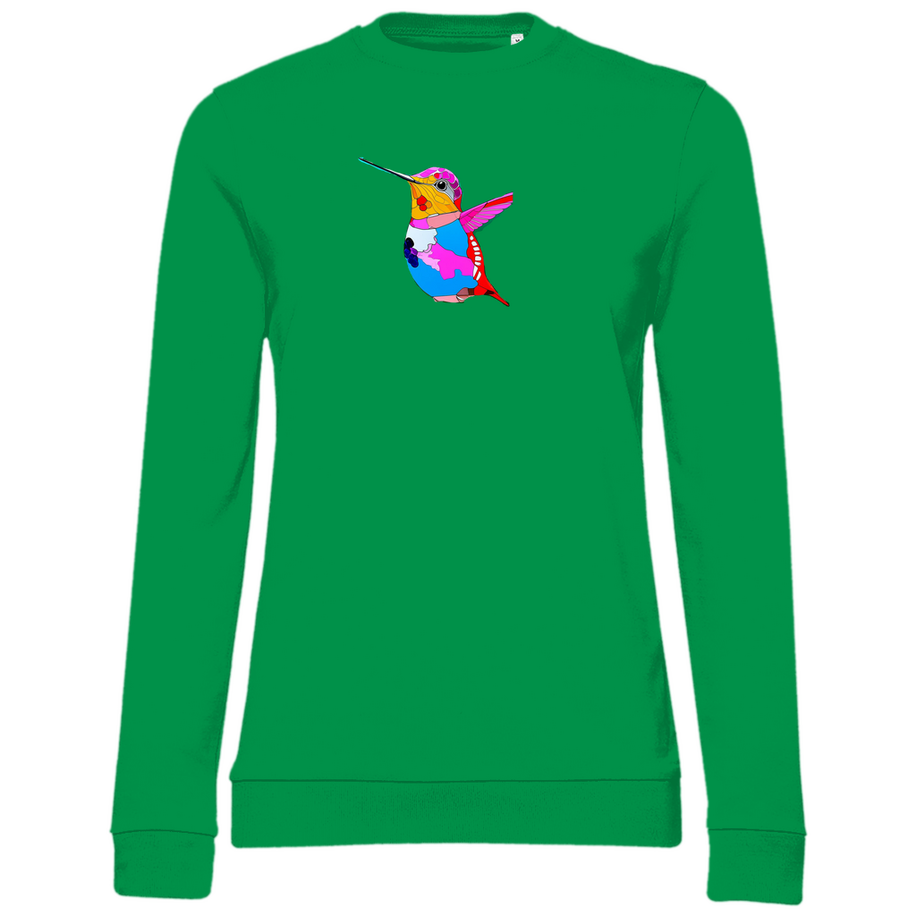 Damen Sweatshirt mit Kolibri-Print – Südsee-Kunst im Gauguin-Stil