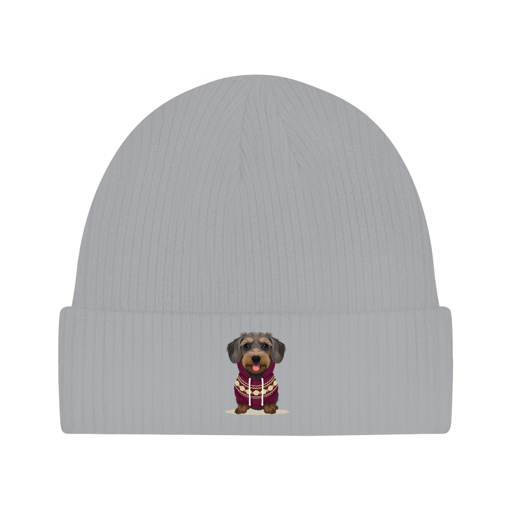 Beanie mit Rauhaardackel Print Motiv als Geschenk für Sie & Ihn