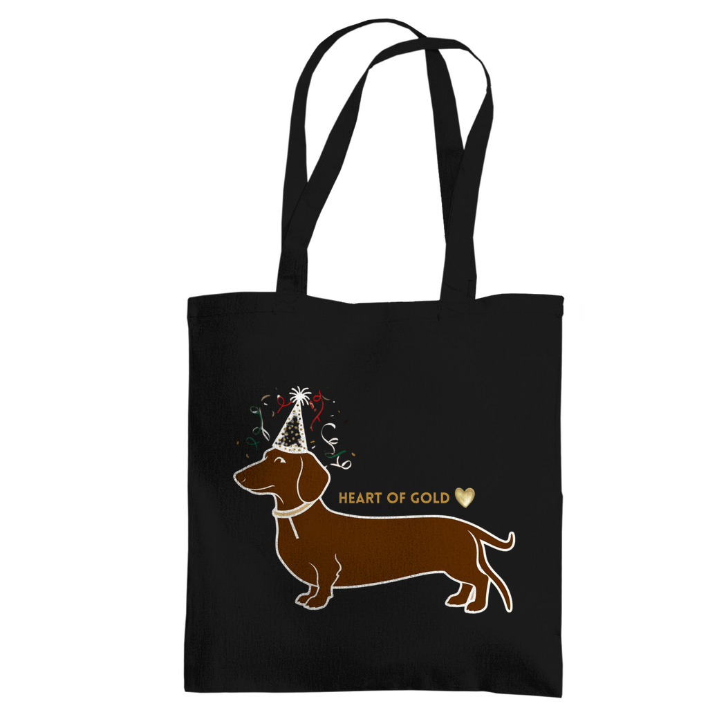 Tote Bag mit HEART OF GOLD DACKEL Print Motiv