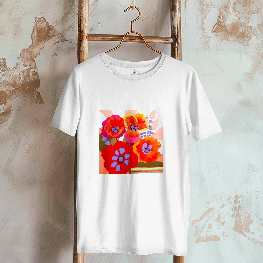 Camiseta de mujer con estampado de flores coloridas