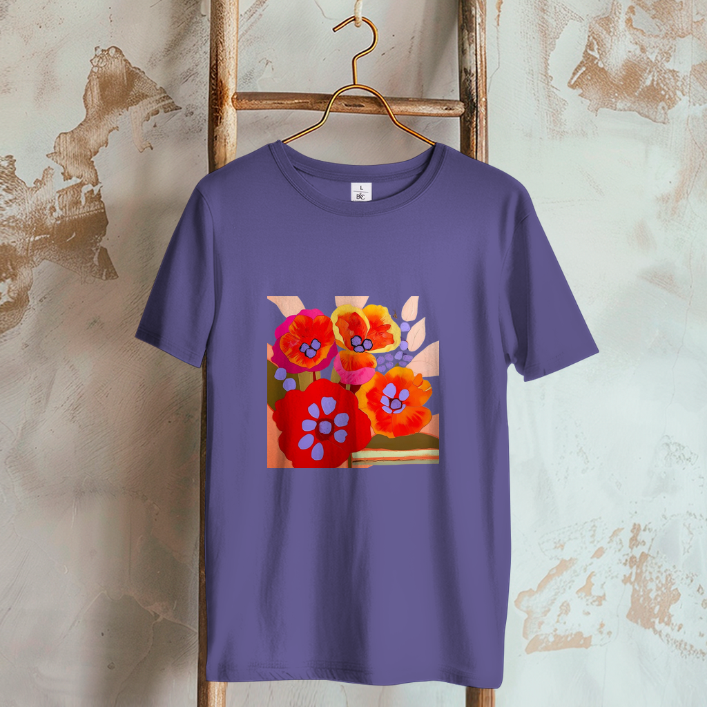 Camiseta de mujer con estampado de flores coloridas