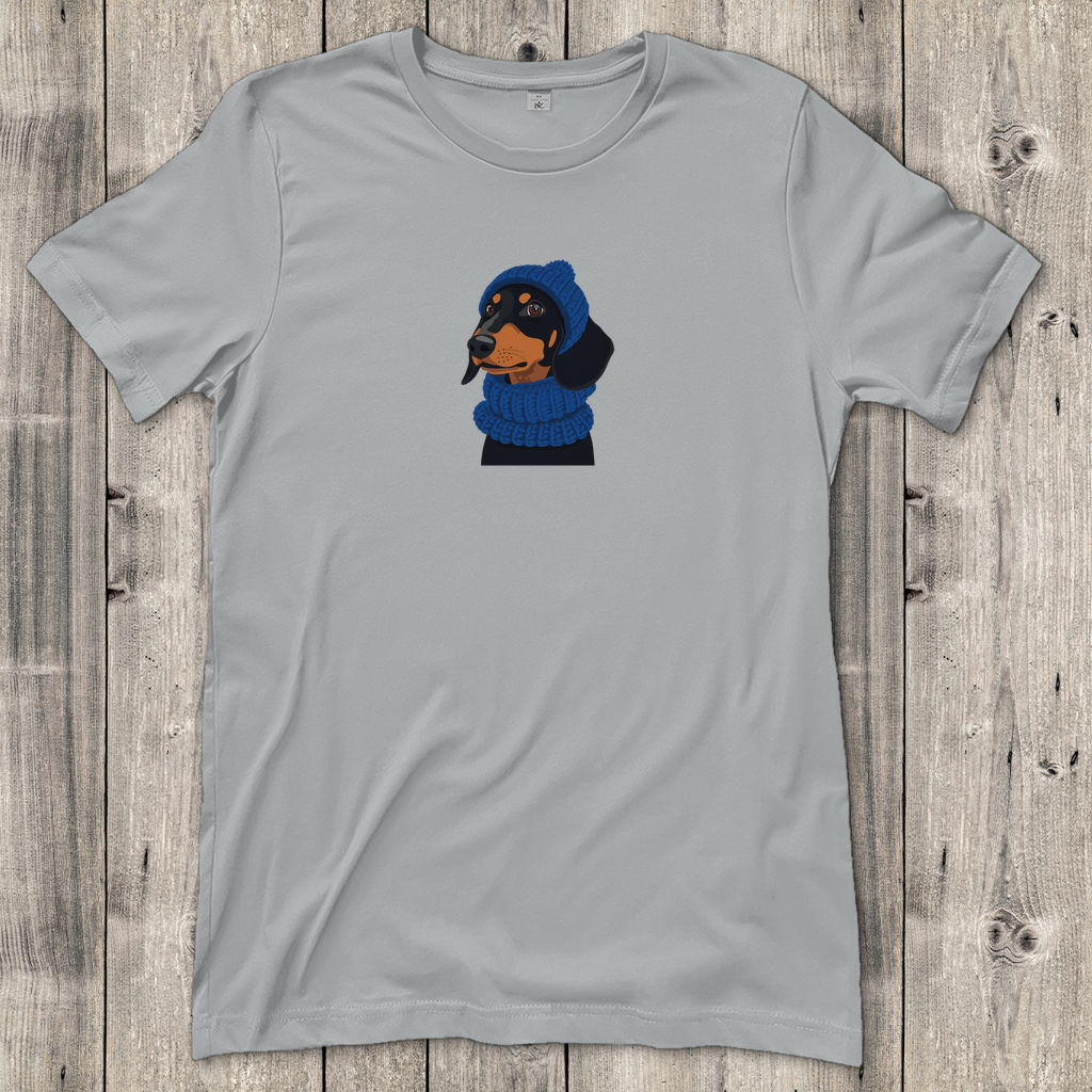 Süßes Damen T-Shirt mit Dackel-Motiv Beanie & Schal