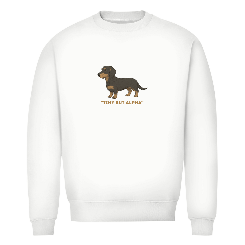 Herren Premium Bio Sweatshirt mit Rauhaar Dackel "Tiny But Alpha"