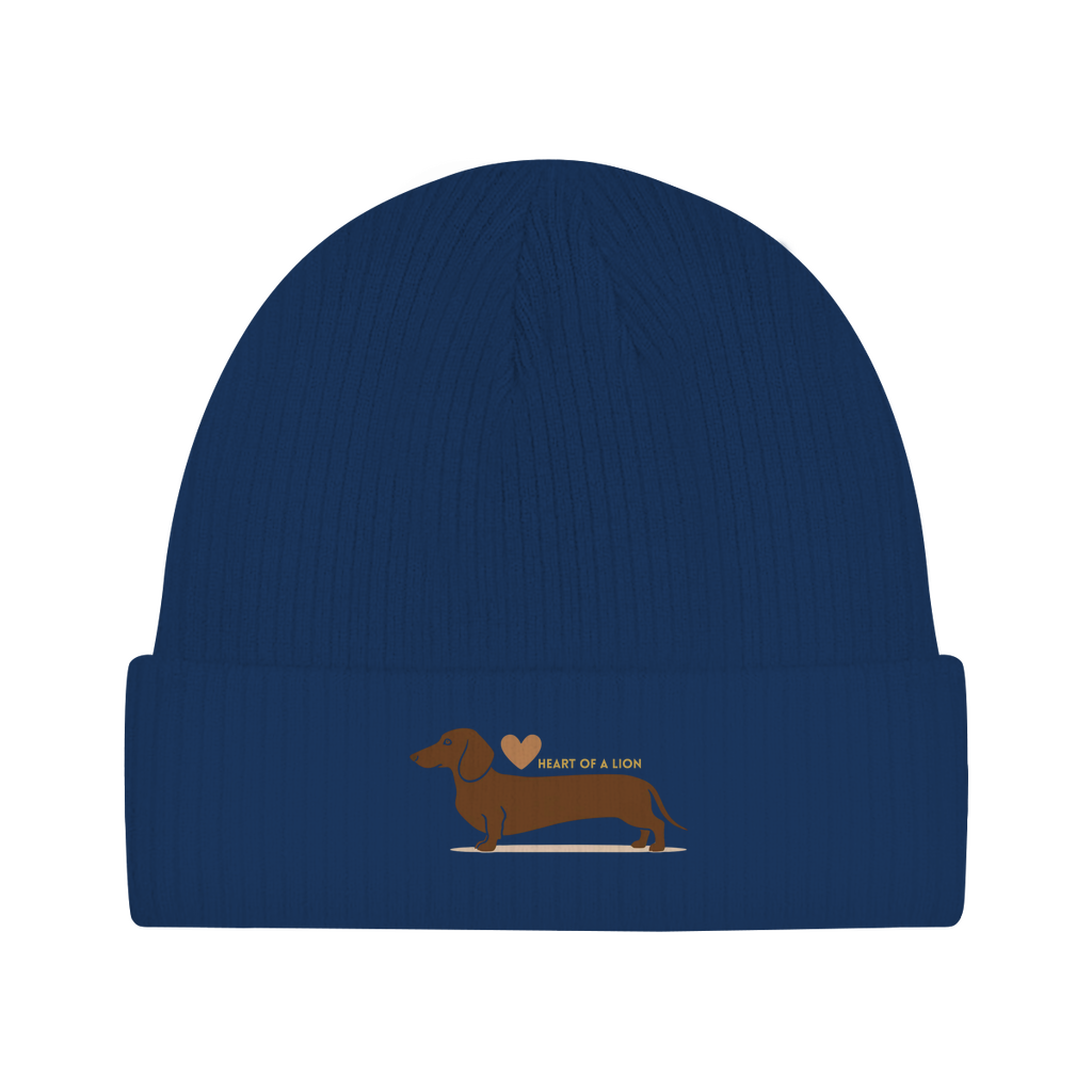 Angesagter Baumwoll Beanie mit Heart of a Lion Dackel Motiv