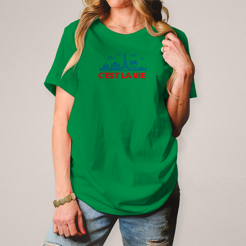 C'est la vie T-Shirt bedruckt, grün