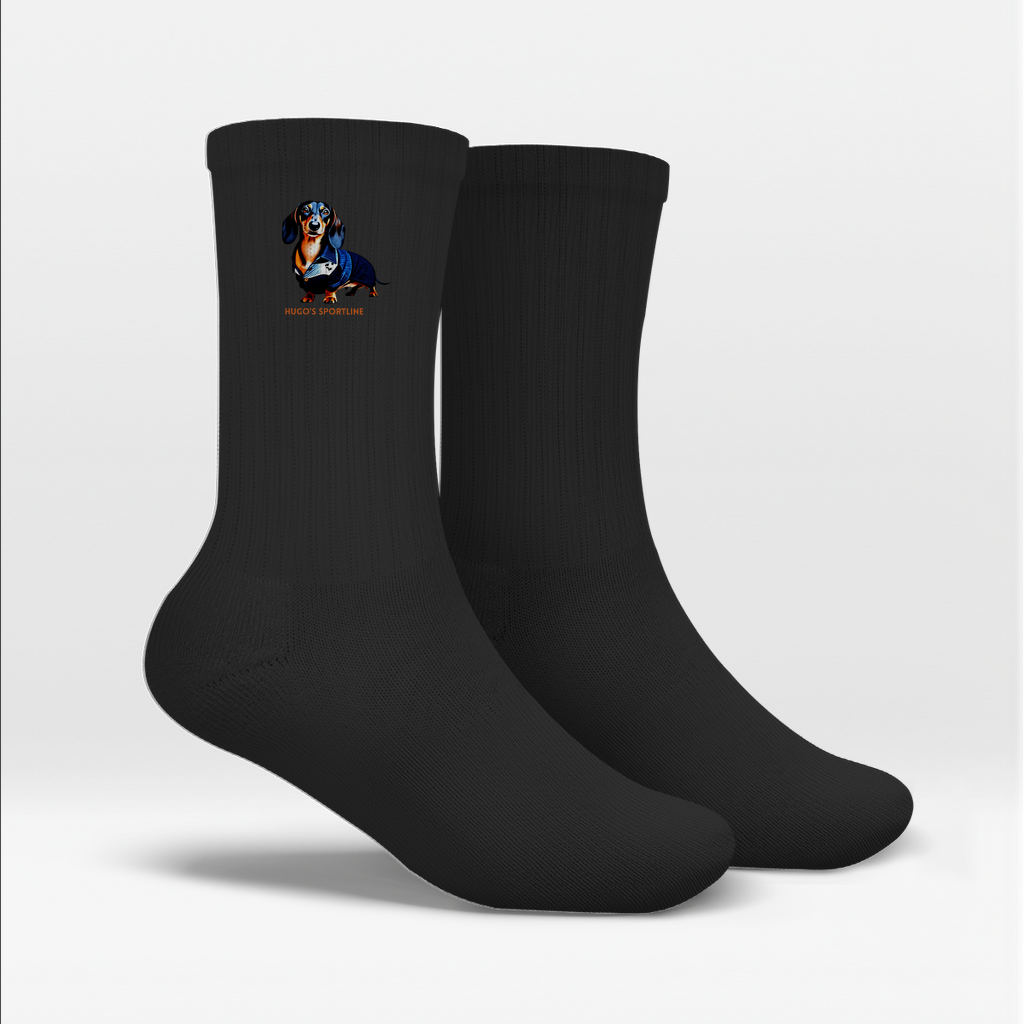 Crew Socken Unisex mit Denim Dackel "Hugo's Sportline"
