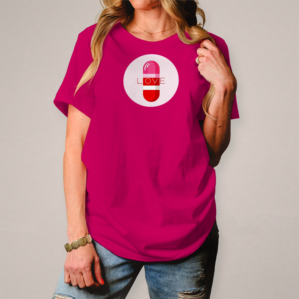 Damen T-Shirt Pop Art, Love pink