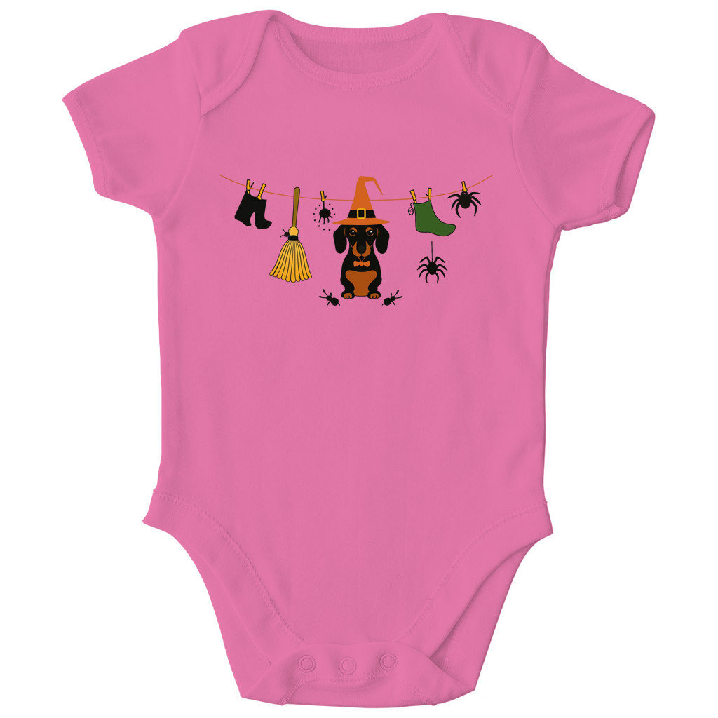 Baby Bio Body mit lustiger Dackel Halloween Wäscheleine