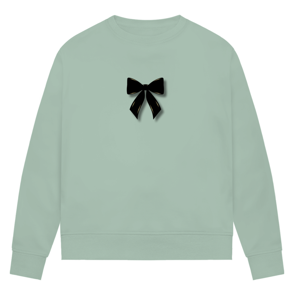 Damen Premium Bio Sweatshirt Schleife schwarz