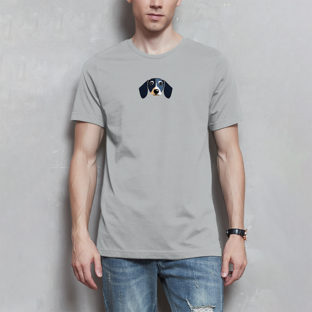 Men's T-shirt with dachshund denim motif