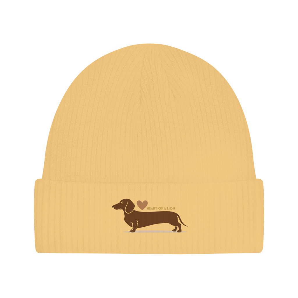 Angesagter Baumwoll Beanie mit Heart of a Lion Dackel Motiv