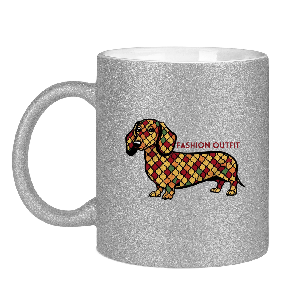 Glitzerbecher mit Dackel Print Motiv