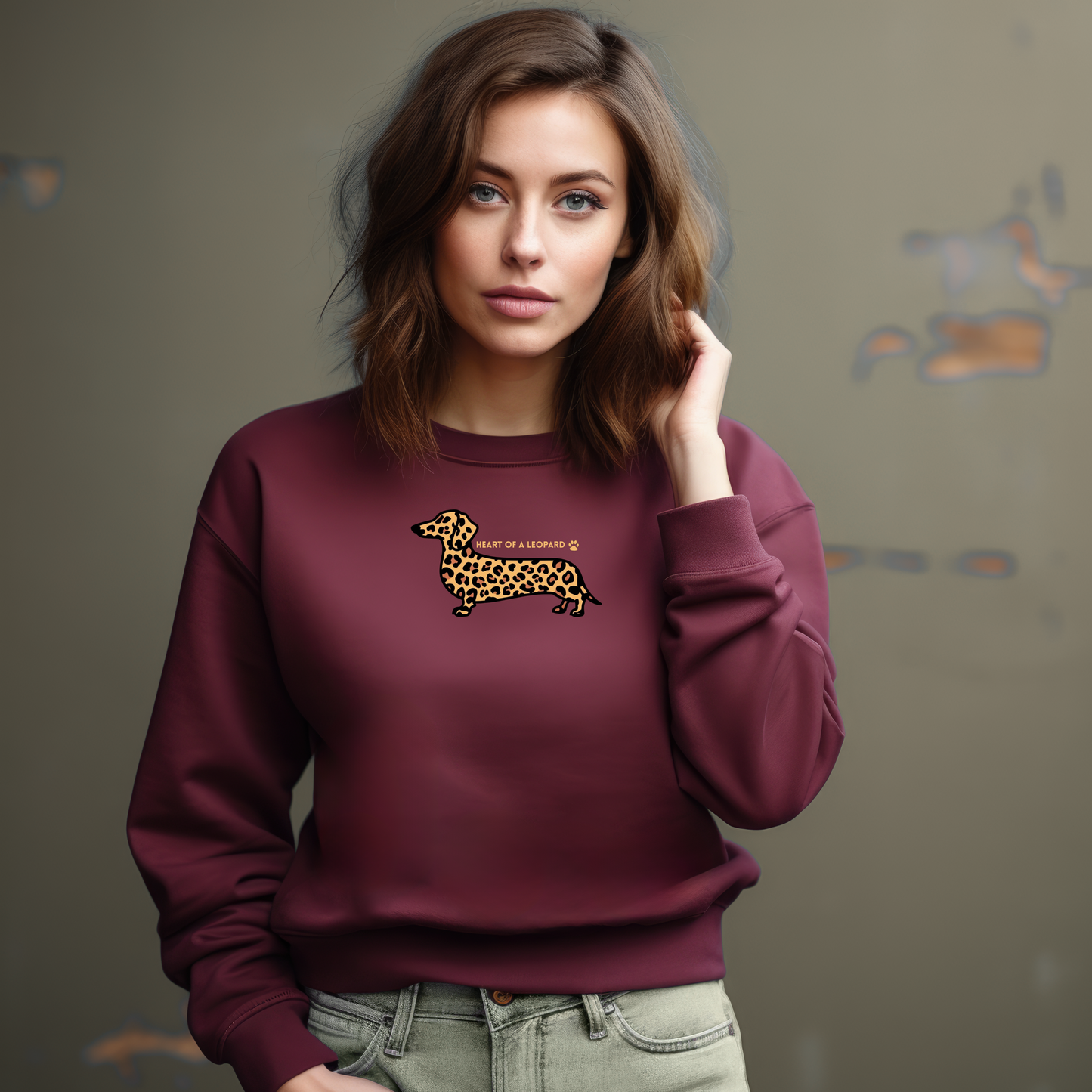 Damen Sweatshirt HEART OF A LEOPARD DACKEL