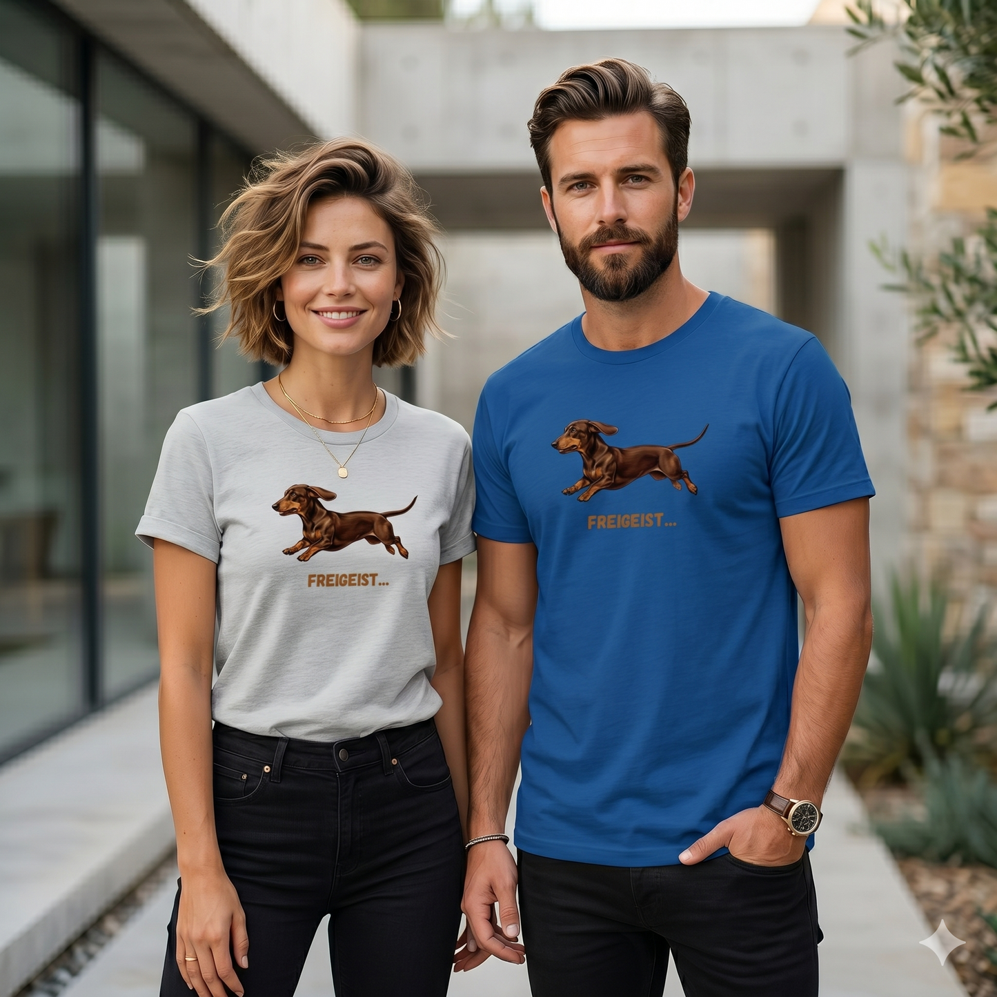 Unisex T-Shirt mit Glatthaar Dackel Design "Freigeist"