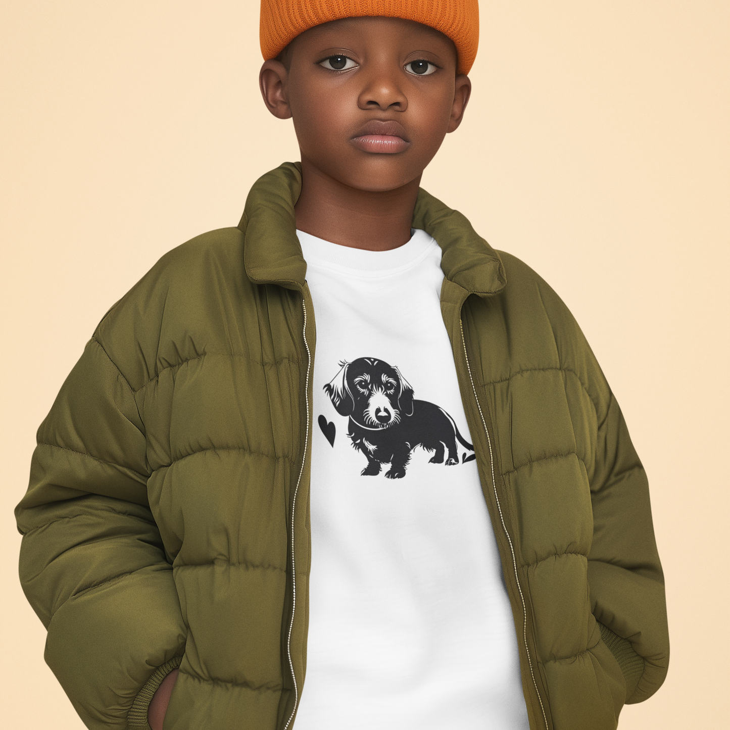 Kinder Sweatshirt mit Rauhaar Dackel Motiv