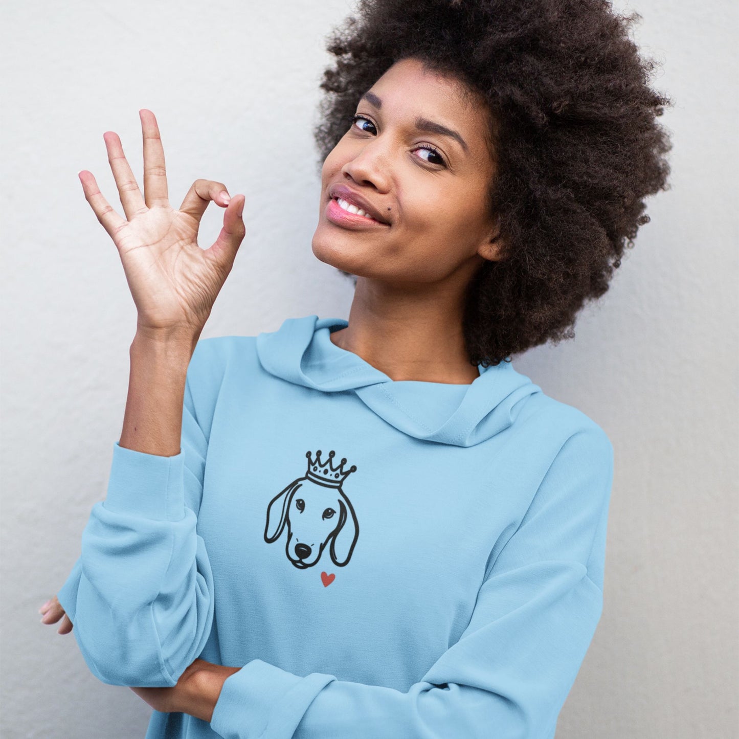Damen Hoodie mit minimalistischem Dackel Motiv