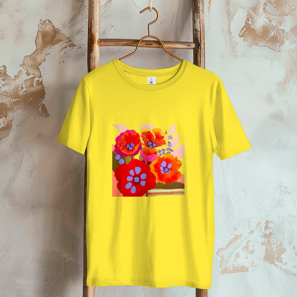 Camiseta de mujer con estampado de flores coloridas