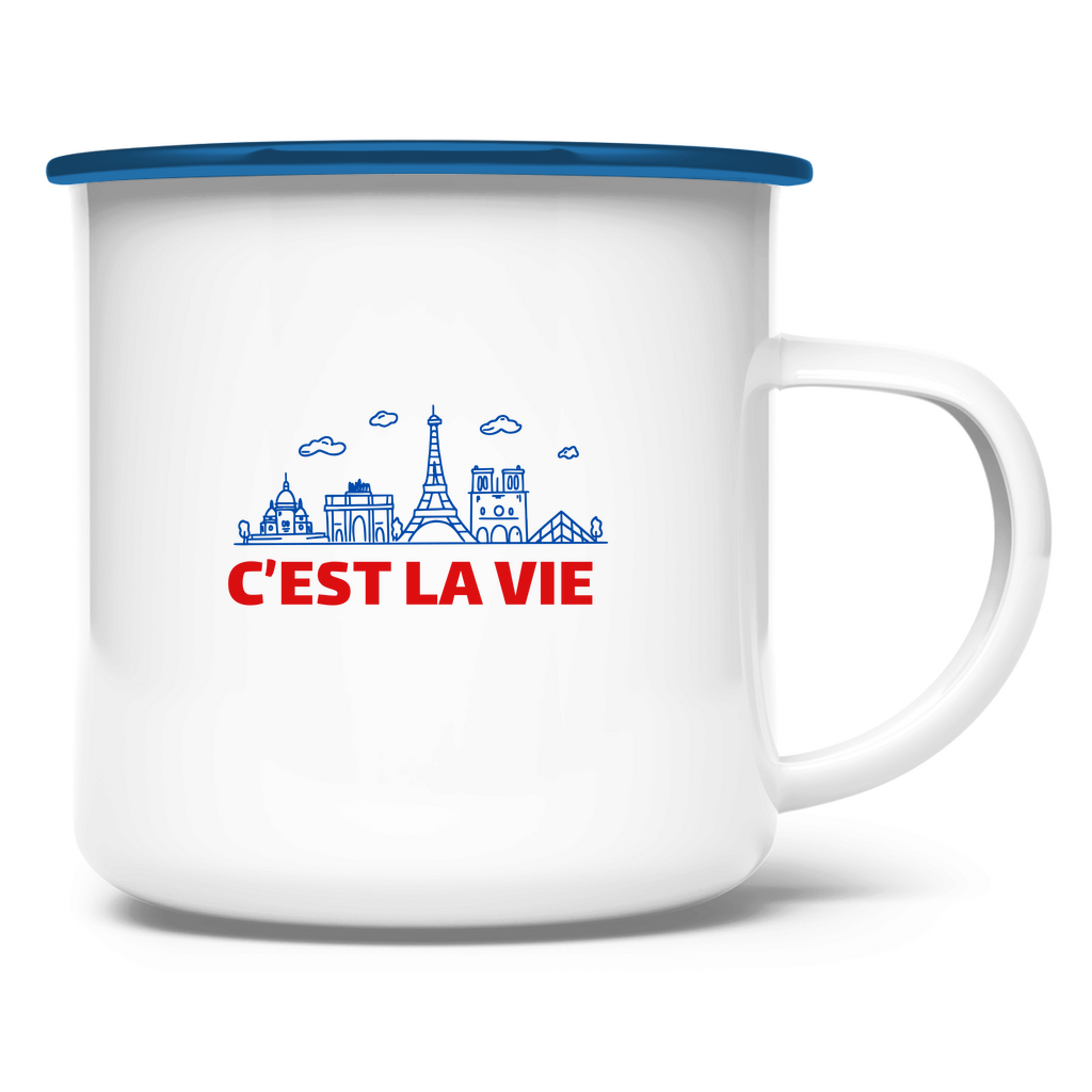 Enamel mug with French quote "paris mon amour"