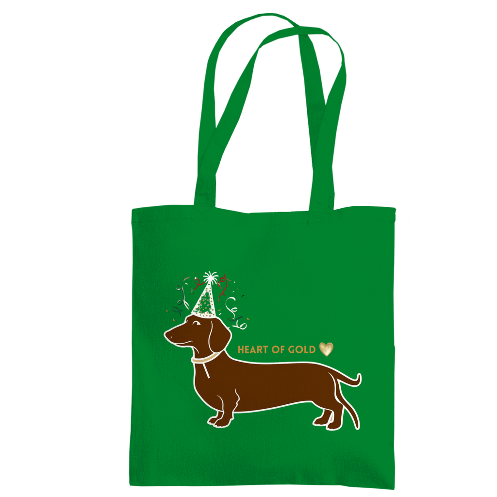 Tote Bag mit HEART OF GOLD DACKEL Print Motiv