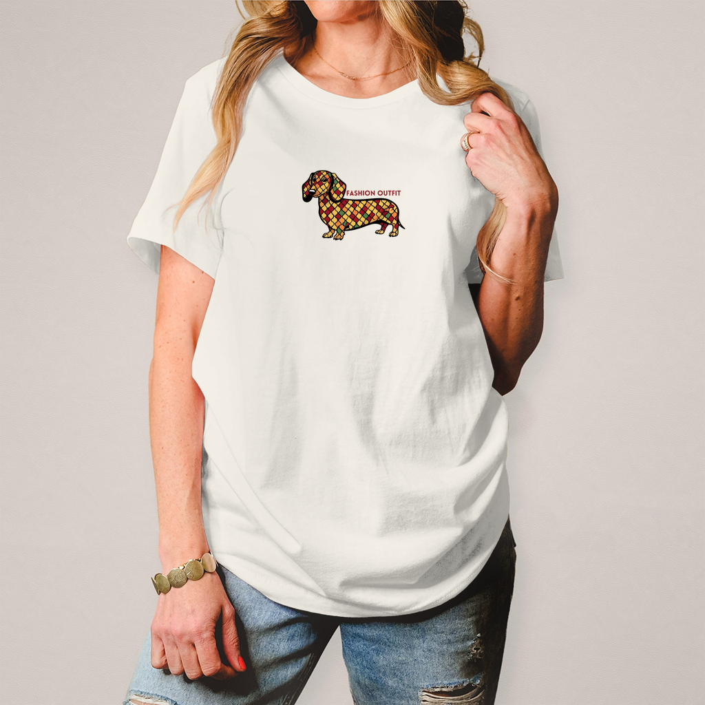 Dackel Print T-Shirt mit Fashion Queen Aufdruck