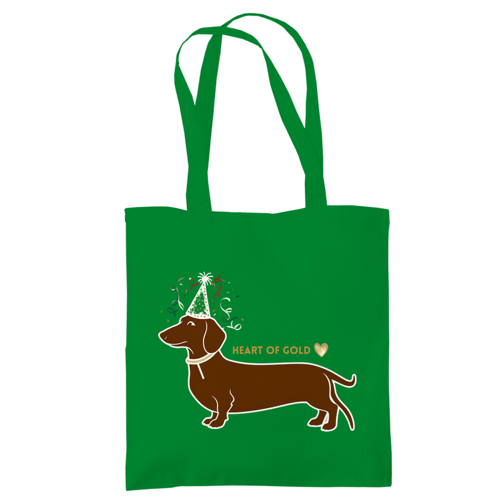 Tote Bag mit HEART OF GOLD DACKEL Print Motiv