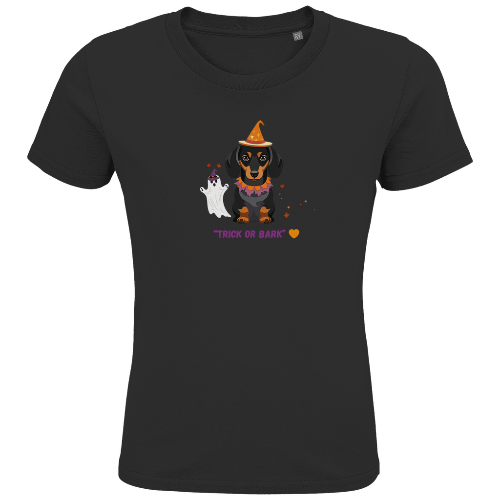 Kids Premium Bio T-Shirt mit Halloween Dackel Motiv "Trick or Bark"