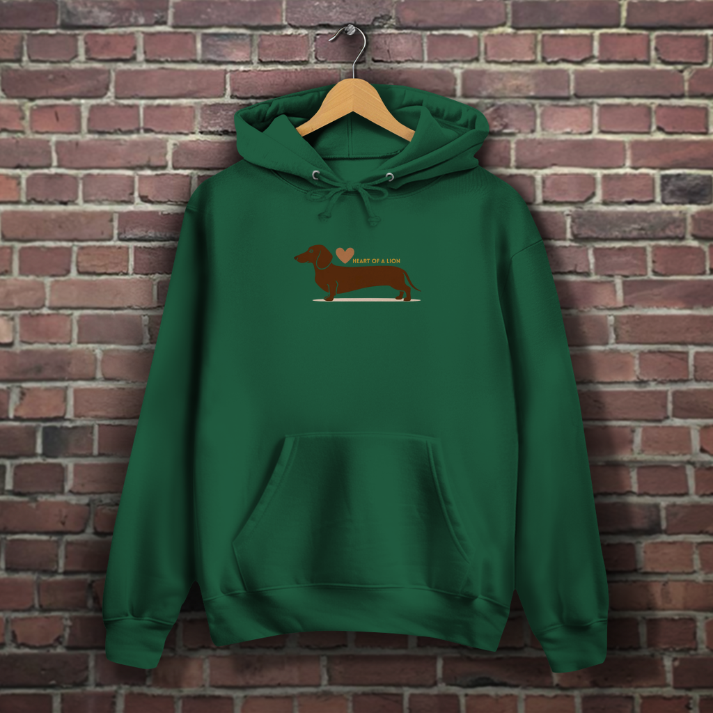Hoodie grün mit Dackel Print vorderseite