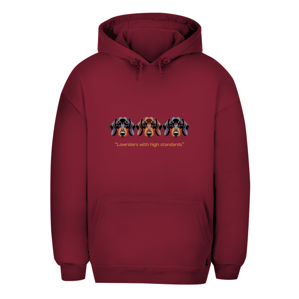 Unisex Oversize Hoodie mit Lustigem Dackel Motiv Lowriders with high Standards