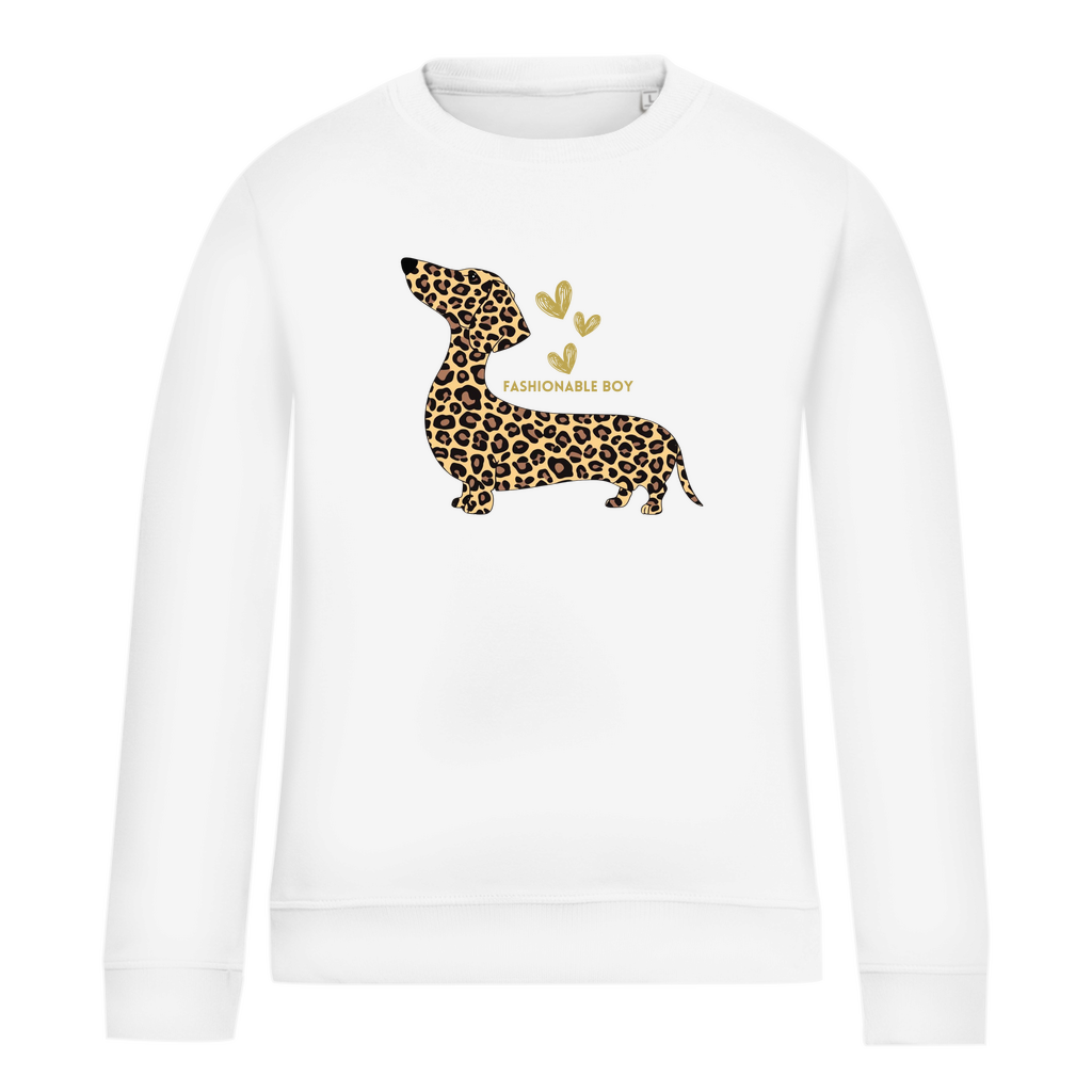 Damen Sweatshirt mit Dackel Print weiss Vorderansicht