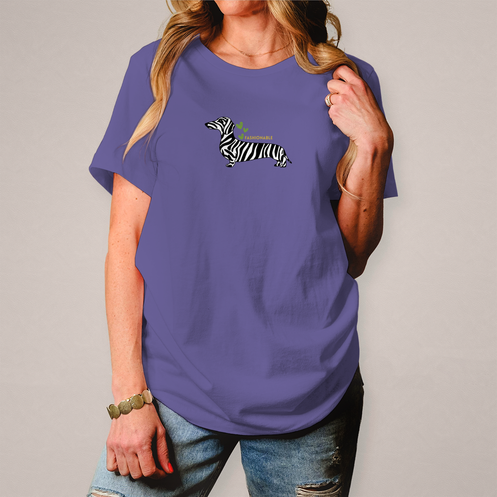 Damen T-Shirt mit Dackel Zebra Fashion Aufdruck