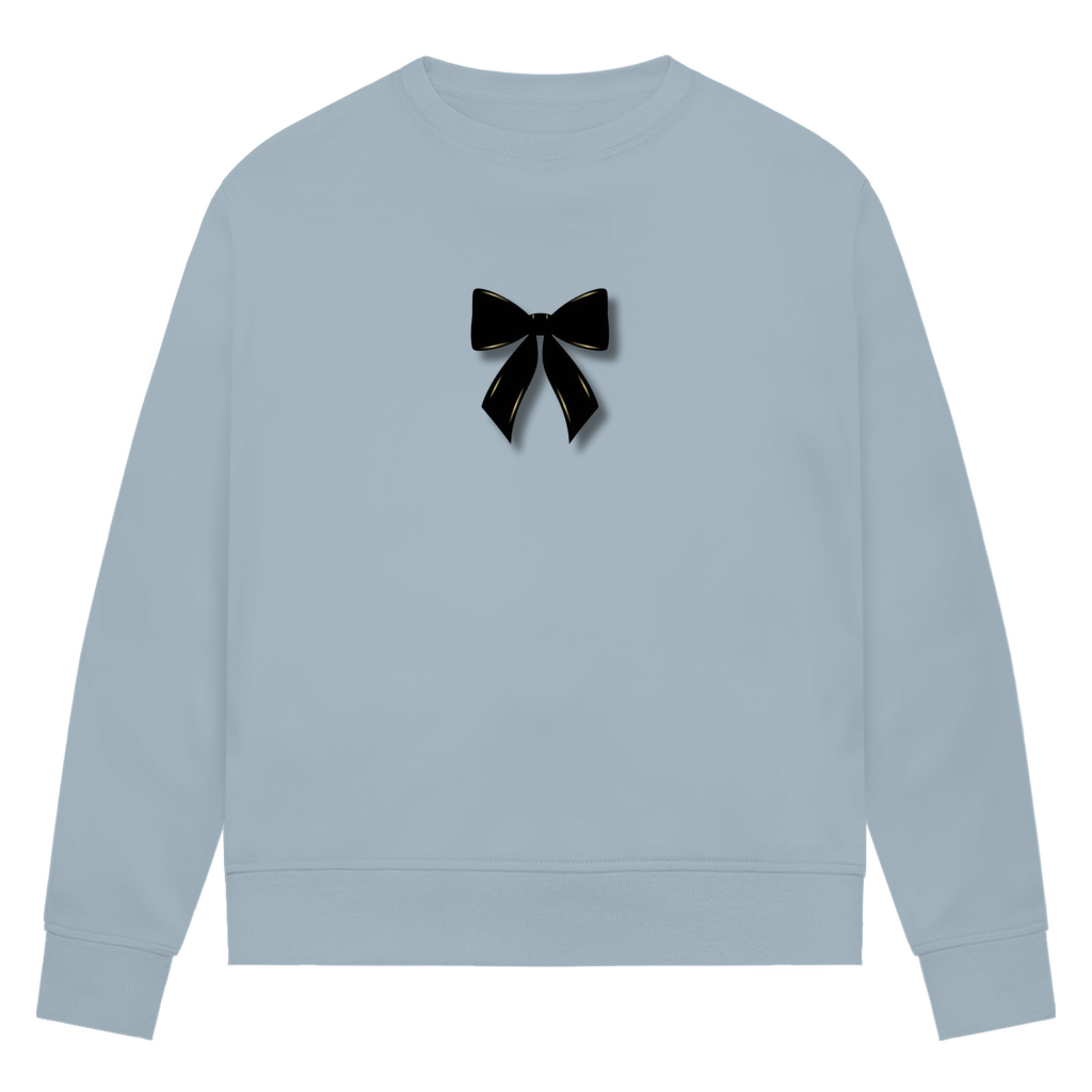 Damen Premium Bio Sweatshirt Schleife schwarz