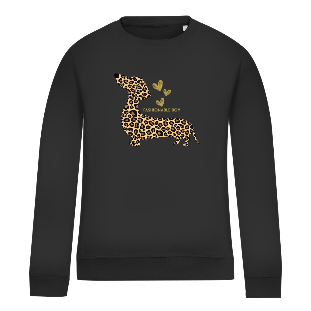 Damen Sweatshirt Vorderseite mit Dackel Print schwarz
