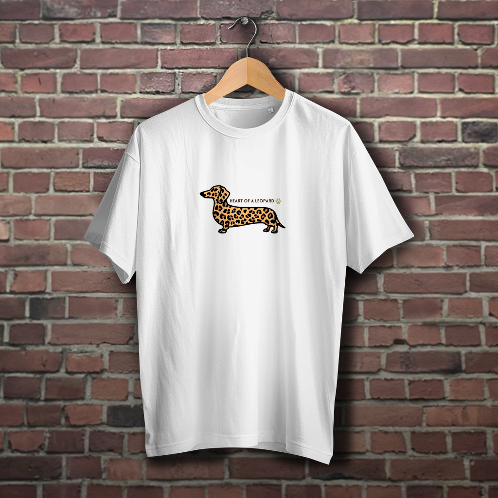 Oversize Dackel T-Shirt für Sie&Inn mit Zitat "HEART OF A LEOPARD"