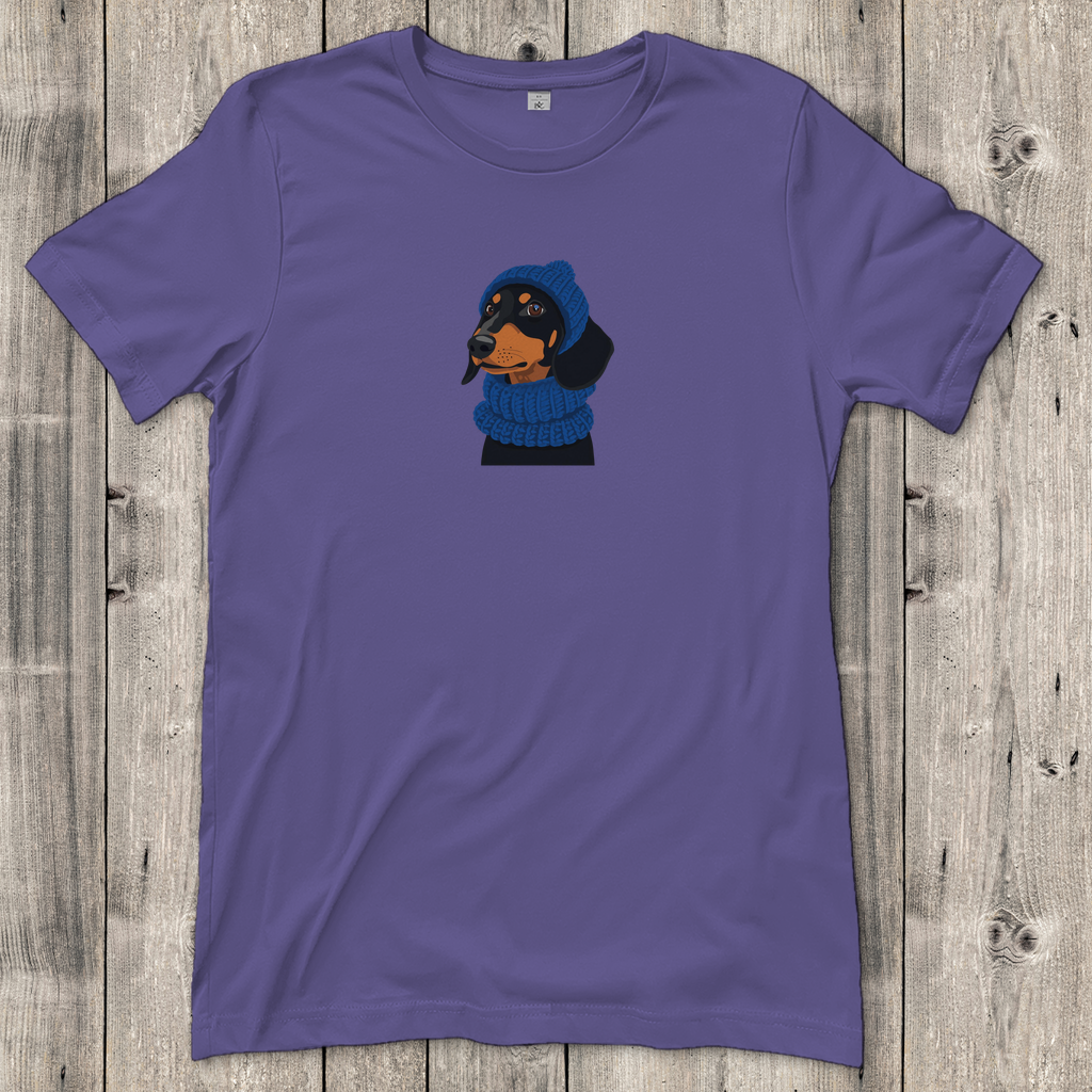 Süßes Damen T-Shirt mit Dackel-Motiv Beanie & Schal