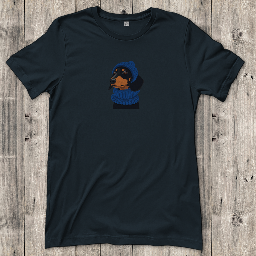 Süßes Damen T-Shirt mit Dackel-Motiv Beanie & Schal